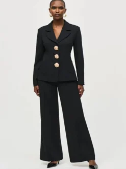 Joseph Ribkoff High Rise Wide Leg Trousers Black