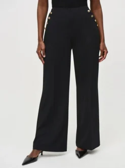 Joseph Ribkoff High Rise Wide Leg Trousers Black