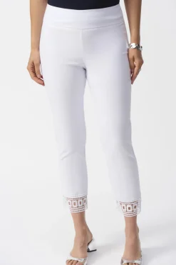 Joseph Ribkoff High Waist Embroidered Trouser White
