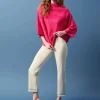 Joseph Ribkoff Knit Mock Neck Boxy Top Geranium