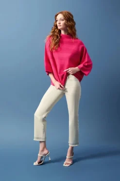 Joseph Ribkoff Knit Mock Neck Boxy Top Geranium