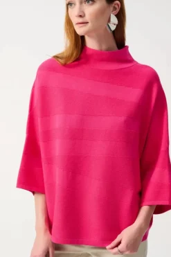 Joseph Ribkoff Knit Mock Neck Boxy Top Geranium