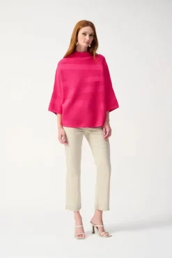 Joseph Ribkoff Knit Mock Neck Boxy Top Geranium