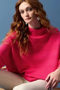 Joseph Ribkoff Knit Mock Neck Boxy Top Geranium
