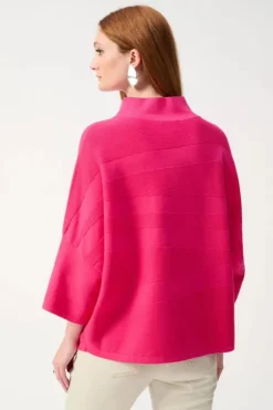 Joseph Ribkoff Knit Mock Neck Boxy Top Geranium