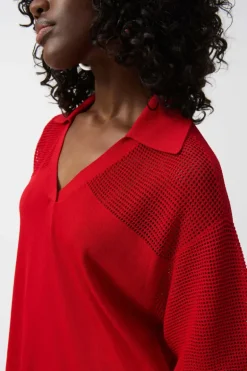 Joseph Ribkoff Knit V-Neck Pullover Radiant Red