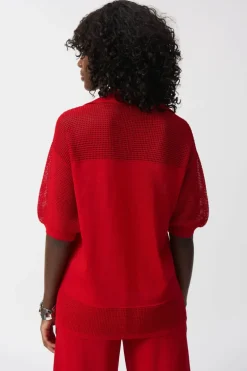 Joseph Ribkoff Knit V-Neck Pullover Radiant Red