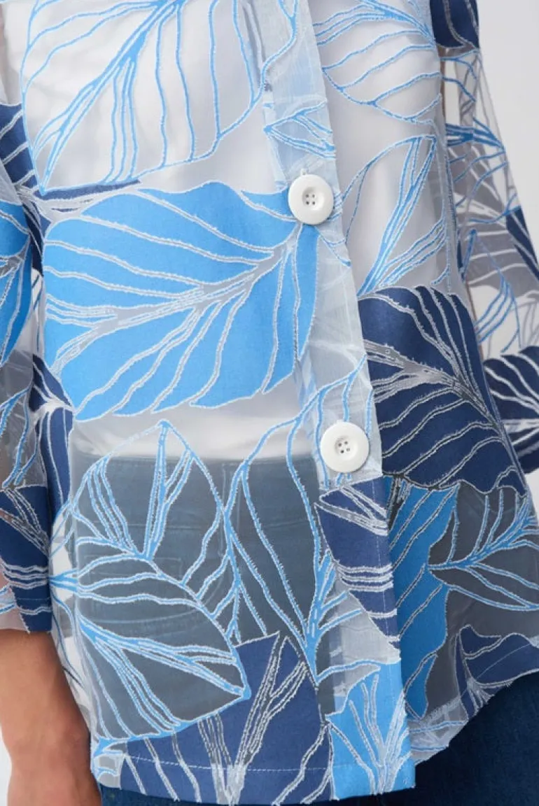 Joseph Ribkoff Leaf Print Jacket Blue Multi