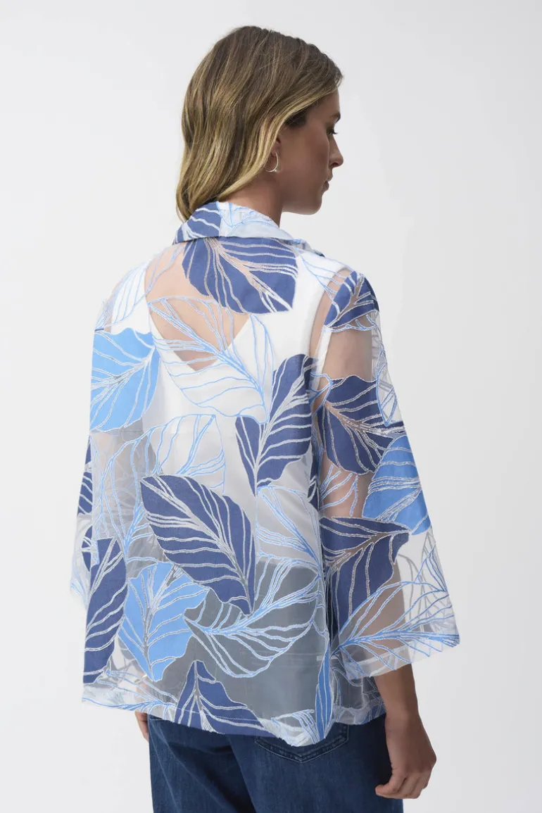 Joseph Ribkoff Leaf Print Jacket Blue Multi