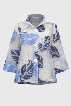 Joseph Ribkoff Leaf Print Jacket Blue Multi