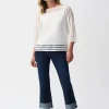 Joseph Ribkoff Mesh Stripe Detail Top Vanilla