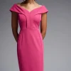 Joseph Ribkoff Pink Hibiscus Off-Shoulder Fitted Dress