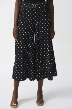 Joseph Ribkoff Polka Dot Wide Leg Trouser Black/Vanilla