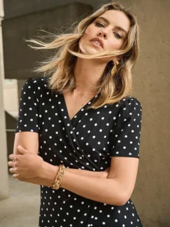 Joseph Ribkoff Polka Dot Print Jumpsuit Black/Vanilla