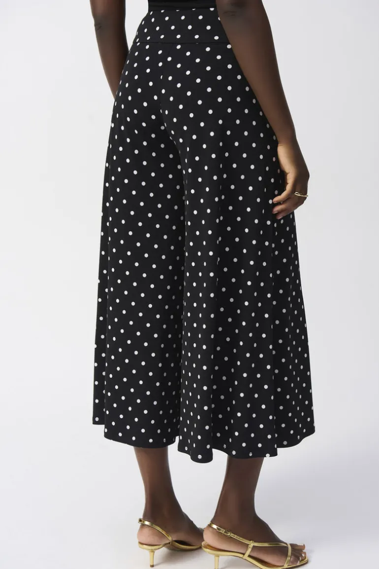 Joseph Ribkoff Polka Dot Wide Leg Trouser Black/Vanilla
