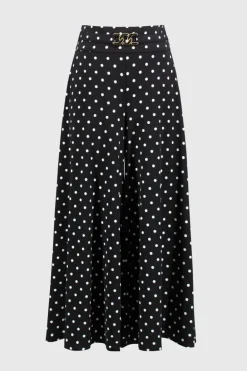 Joseph Ribkoff Polka Dot Wide Leg Trouser Black/Vanilla