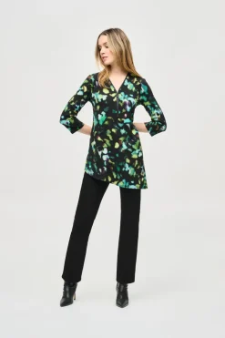 Joseph Ribkoff Silky Knit Abstract Print Tunic Black Multi