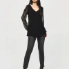 Joseph Ribkoff Silky Knit Tunic With Beaded Sleeves Black