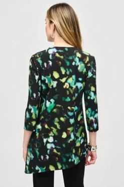 Joseph Ribkoff Silky Knit Abstract Print Tunic Black Multi