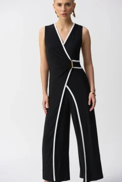 Joseph Ribkoff Sleeveless V-Neck Jumpsuit Midnight Blue/Vanilla