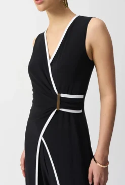 Joseph Ribkoff Sleeveless V-Neck Jumpsuit Midnight Blue/Vanilla