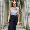 Kaos Sleeveless Black Dress With Ruffle Detail