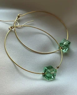 Kybalion Glass Cube Gold Hoops