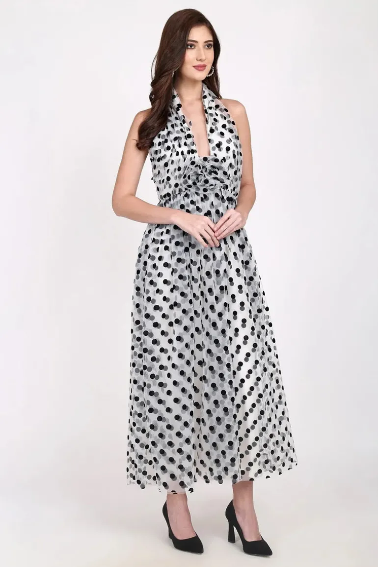 Lace & Beads Blake Maxi Polka Dot Dress