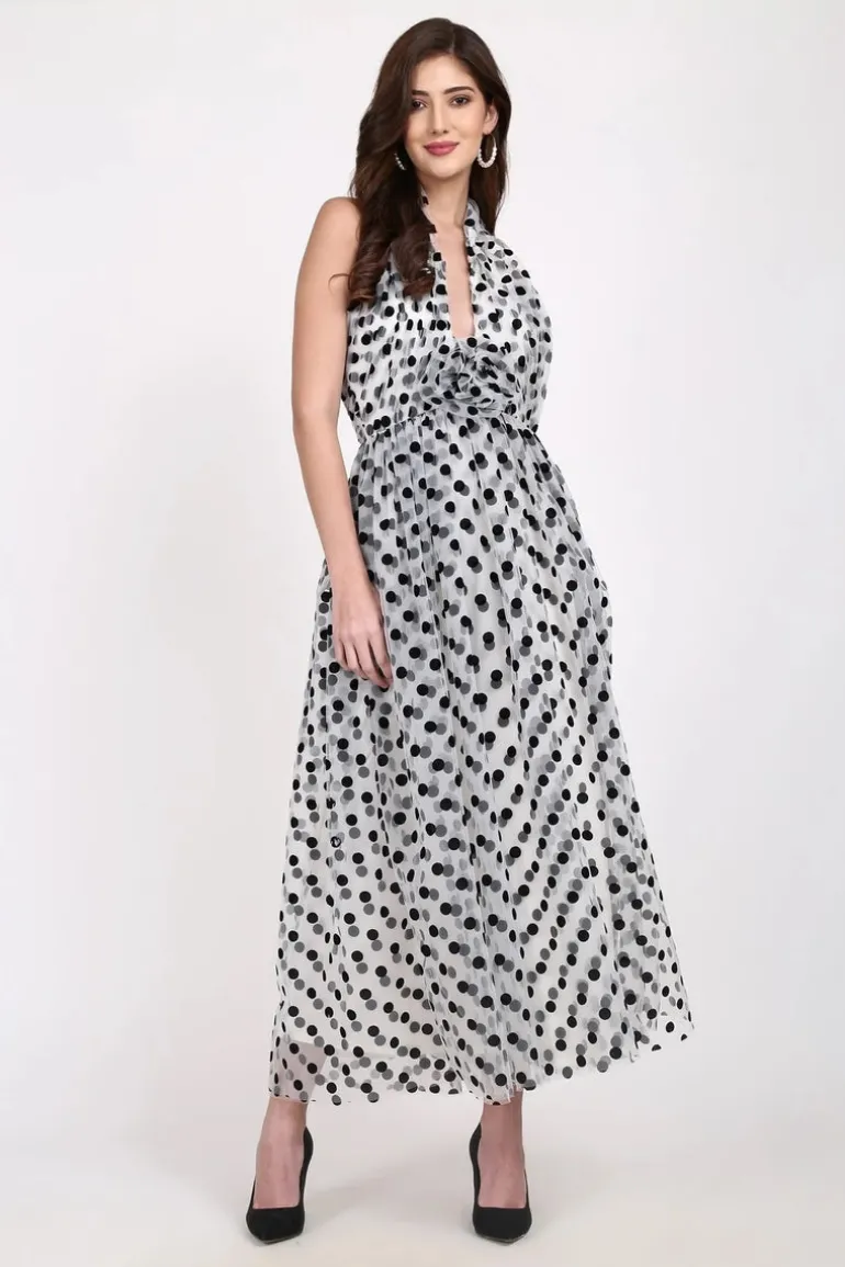 Lace & Beads Blake Maxi Polka Dot Dress