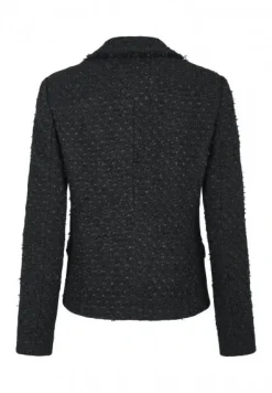 Marc Aurel Black Tweed Blazer With Brooches