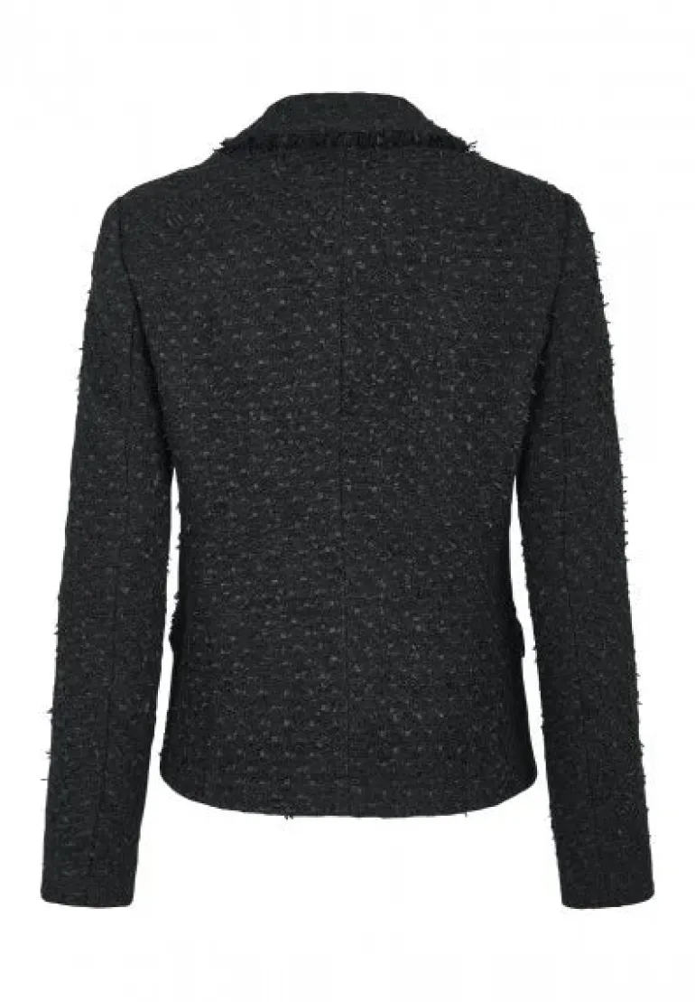 Marc Aurel Black Tweed Blazer With Brooches