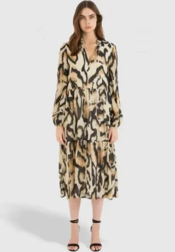 Marc Aurel Midi Leopard Print Dress