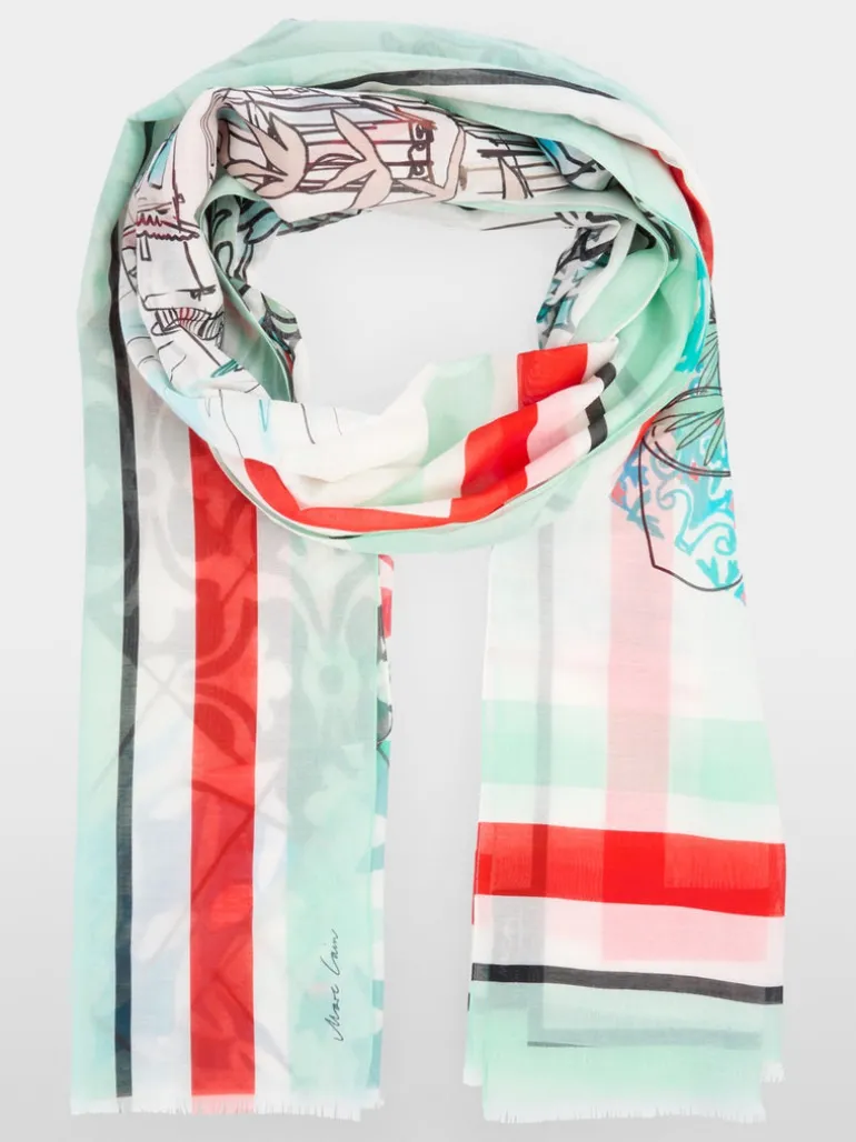 Marc Cain Cotton/Silk Blend Printed Scarf