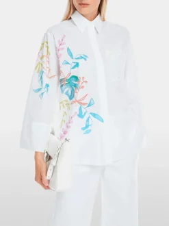 Marc Cain Organic Cotton Leaf Print Shirt White