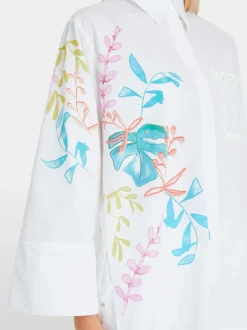 Marc Cain Organic Cotton Leaf Print Shirt White