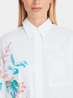Marc Cain Organic Cotton Leaf Print Shirt White