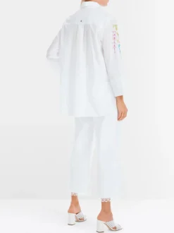 Marc Cain Organic Cotton Leaf Print Shirt White