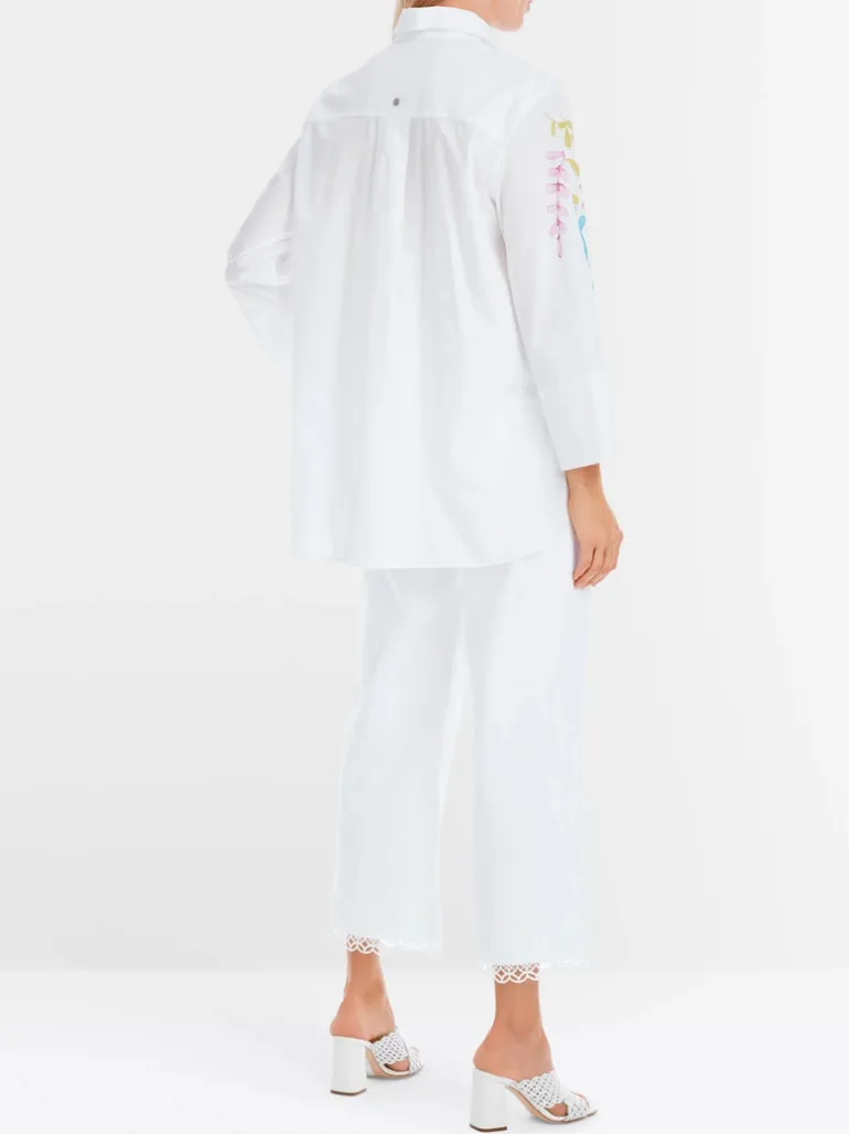 Marc Cain Organic Cotton Leaf Print Shirt White