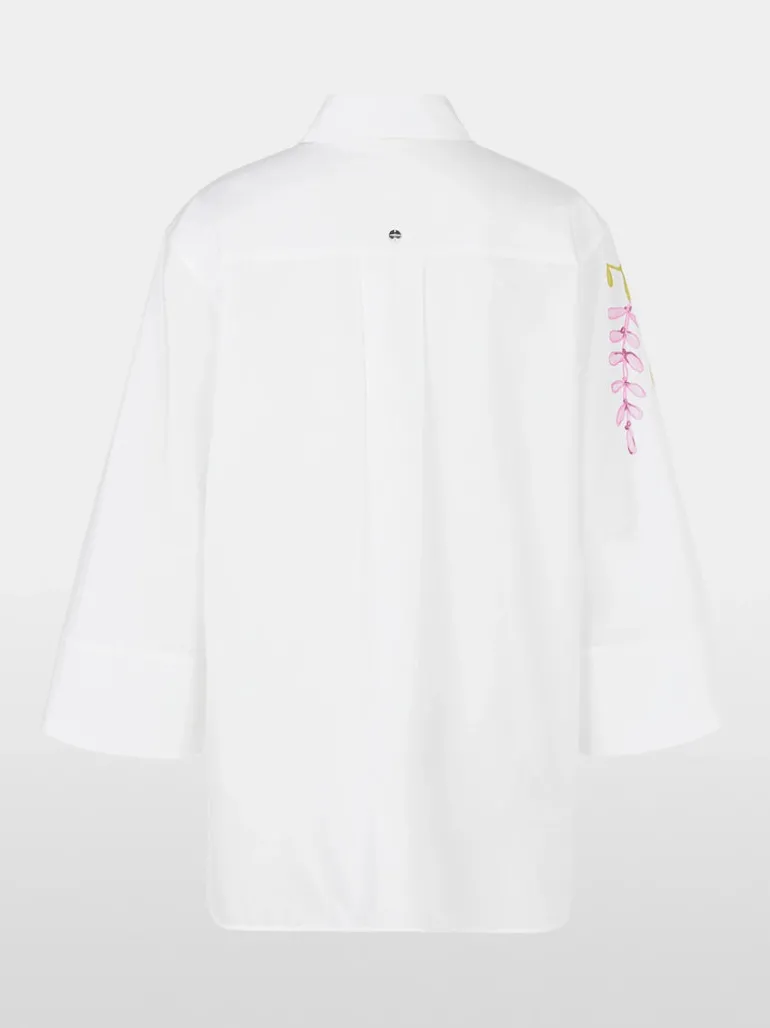 Marc Cain Organic Cotton Leaf Print Shirt White