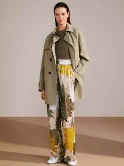 Marc Cain Wedi Silk Trousers With Floral Pattern