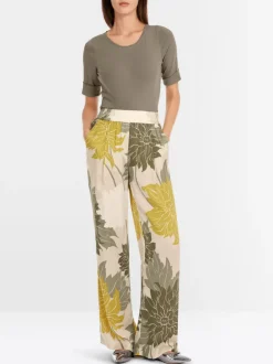 Marc Cain Wedi Silk Trousers With Floral Pattern