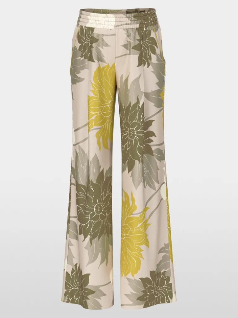 Marc Cain Wedi Silk Trousers With Floral Pattern