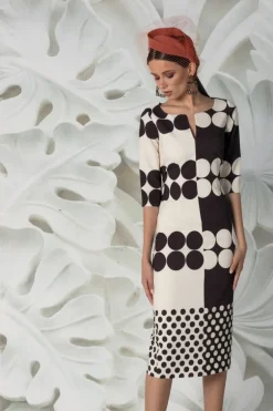 Matilde Cano Black Cream Spot Dress