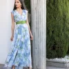Matilde Cano Blue Floral Print Dres