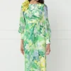 Matilde Cano Floral Print Dress Green/Cream