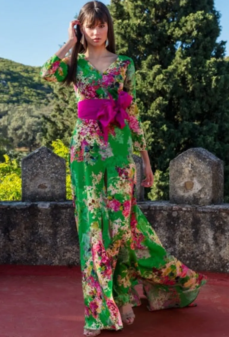 Matilde Cano Green Floral Print Dress
