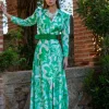 Matilde Cano Green Print Shirt Dress