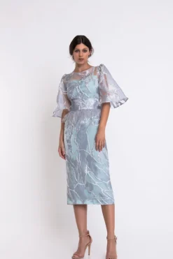 Matilde Cano Light Blue Embroidered Dress