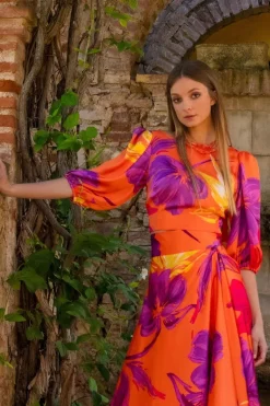 Matilde Cano 2-Piece Orange Flower Print