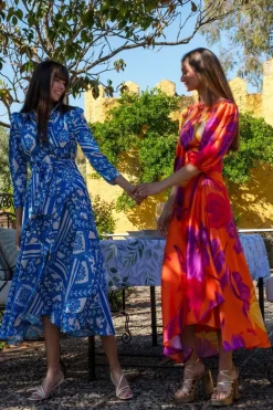 Matilde Cano 2-Piece Orange Flower Print